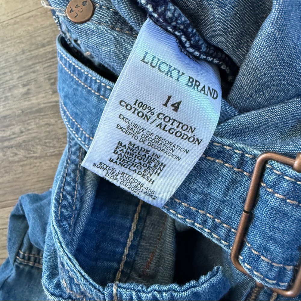 Lucky Brand girls Denim country Jean Overalls 14 - Picture 3 of 6